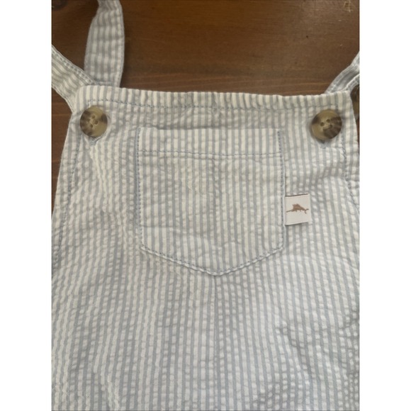 TOMMY BAHAMA BABY 3-6 M 100% Cotton Blue/white‎ Seersucker Overalls - Picture 2 of 5